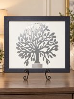 Engraved 25th Anniversary Gift Silver Family Tree Plaque with Heart Top